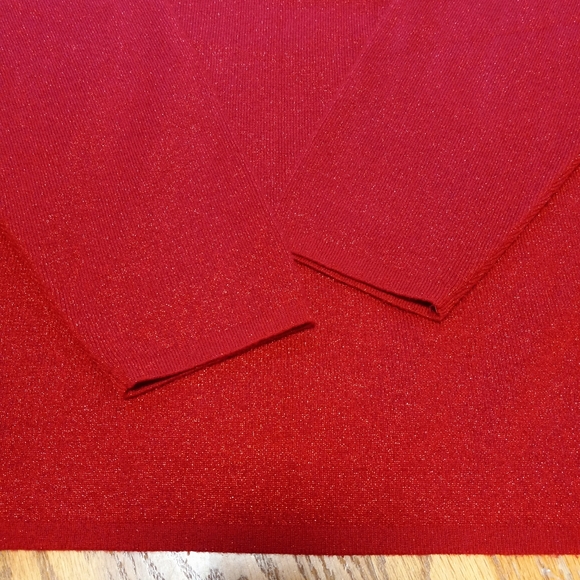 Draper's & Damons Red Metallic Mock Turtle Neck Women's Sweater Plus Size 2X - Picture 9 of 15